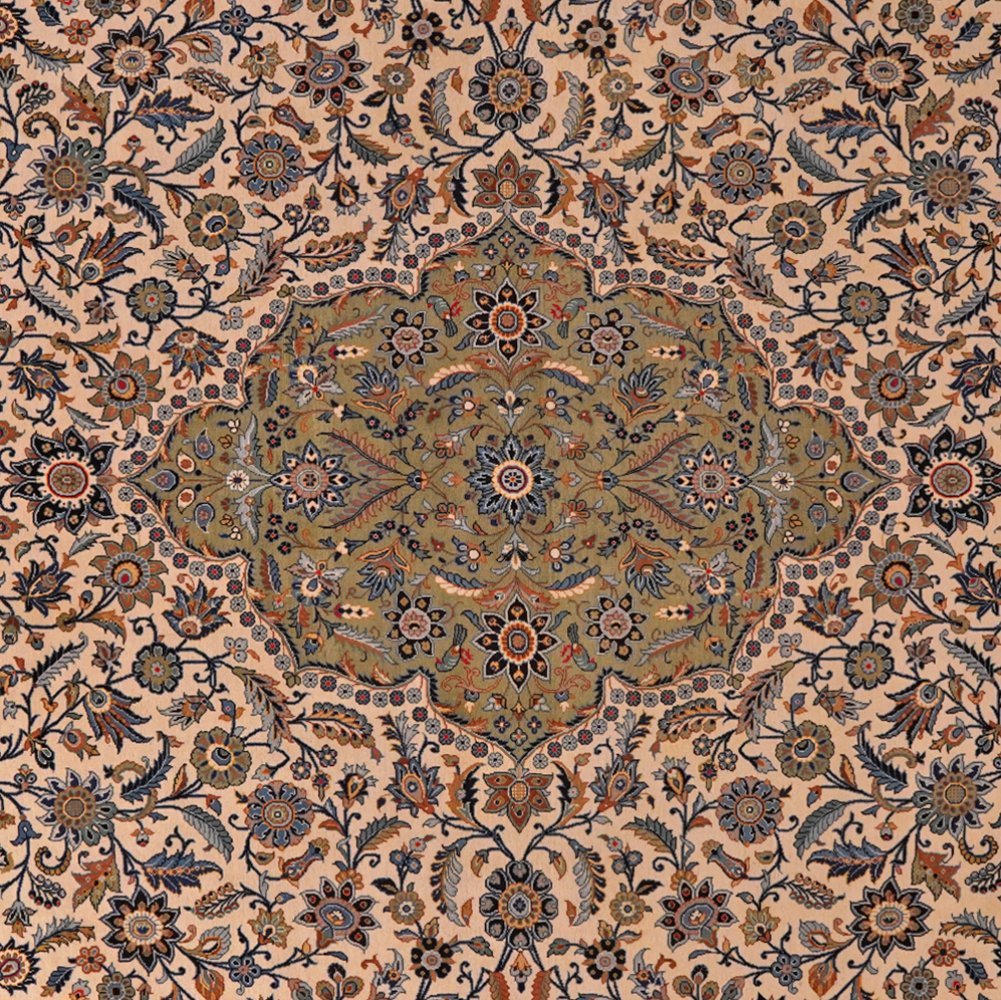 Kashan — Hand-knotted, 280x418 cm, Beige, 100% Virgin Wool | View 4