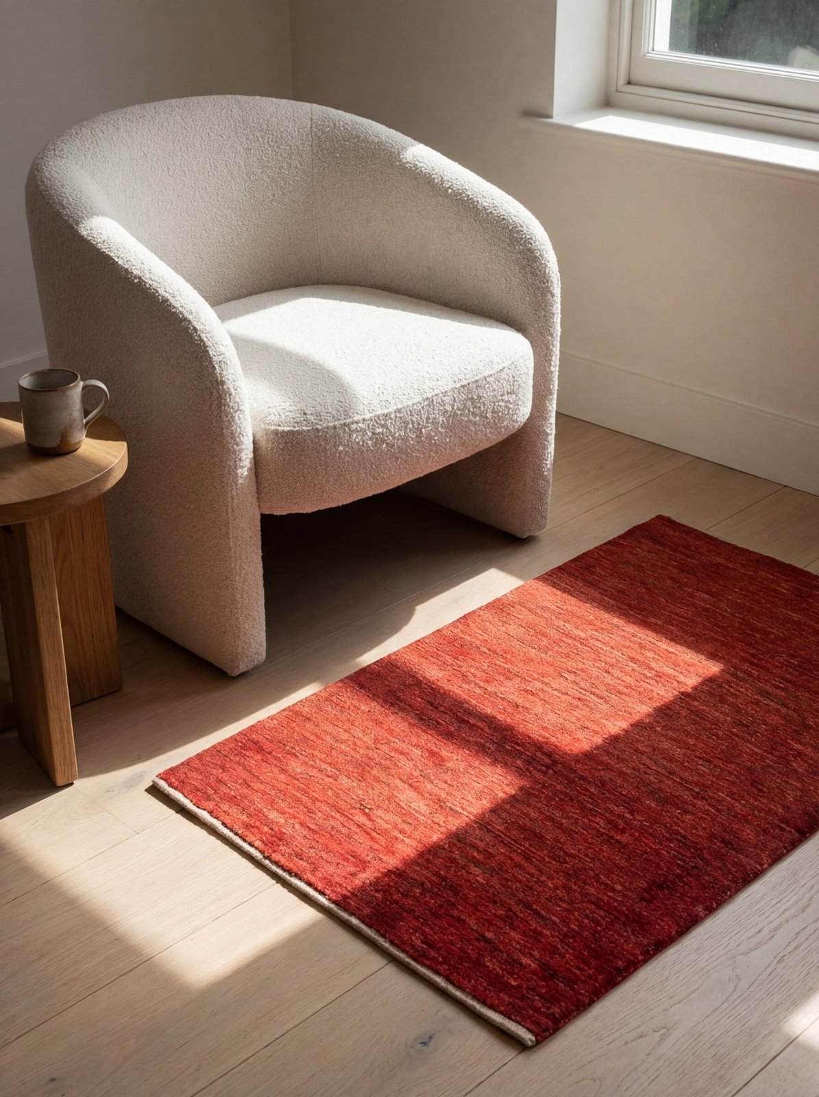 Rizbaf — Hand-knotted, 60x89 cm, Red, 100% Virgin Wool | Detail view
