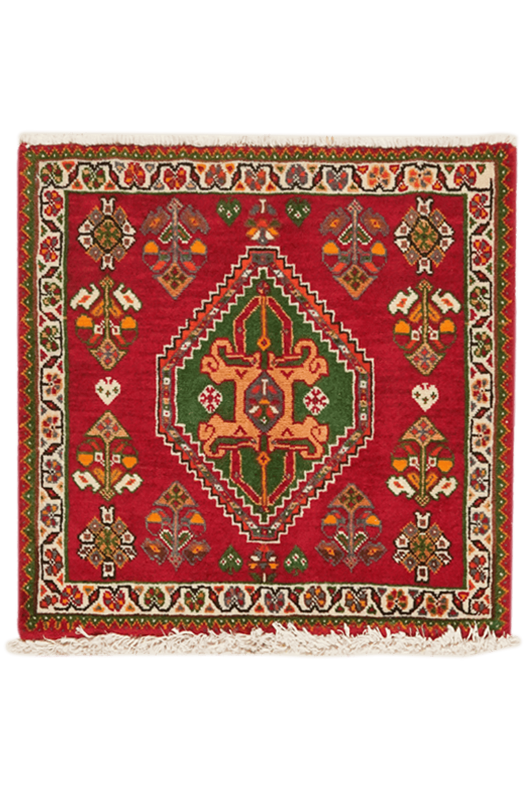 Gashgai — Hand-knotted, 50x50 cm, Red, 100% Virgin Wool | Main view