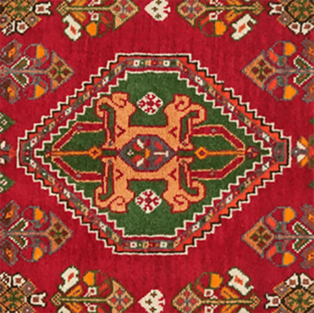 Gashgai — Hand-knotted, 50x50 cm, Red, 100% Virgin Wool | View 4