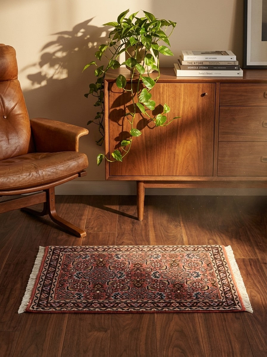 Bidjar Zandjan — Hand-knotted, 43x61 cm, Red, 100% Virgin Wool | Back view