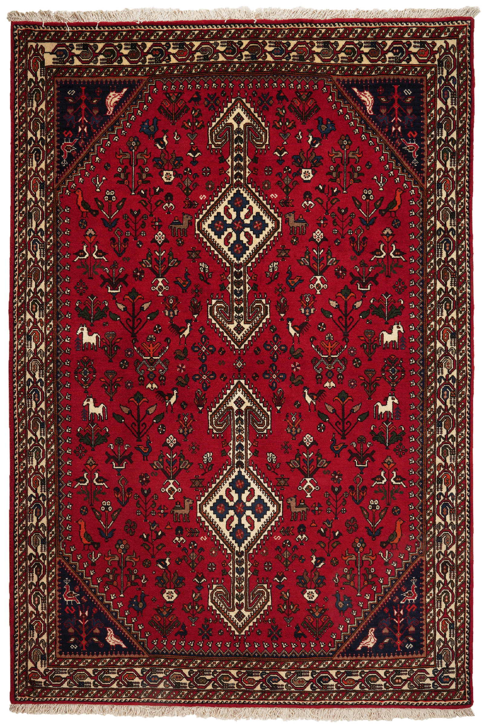 Nasrabad — Hand-knotted, 145x219 cm, Red, 100% Virgin Wool | Main view