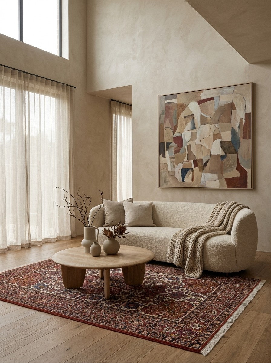 Isfahan — Hand-knotted, 144x237 cm, Beige, 100% Virgin Wool | Detail view