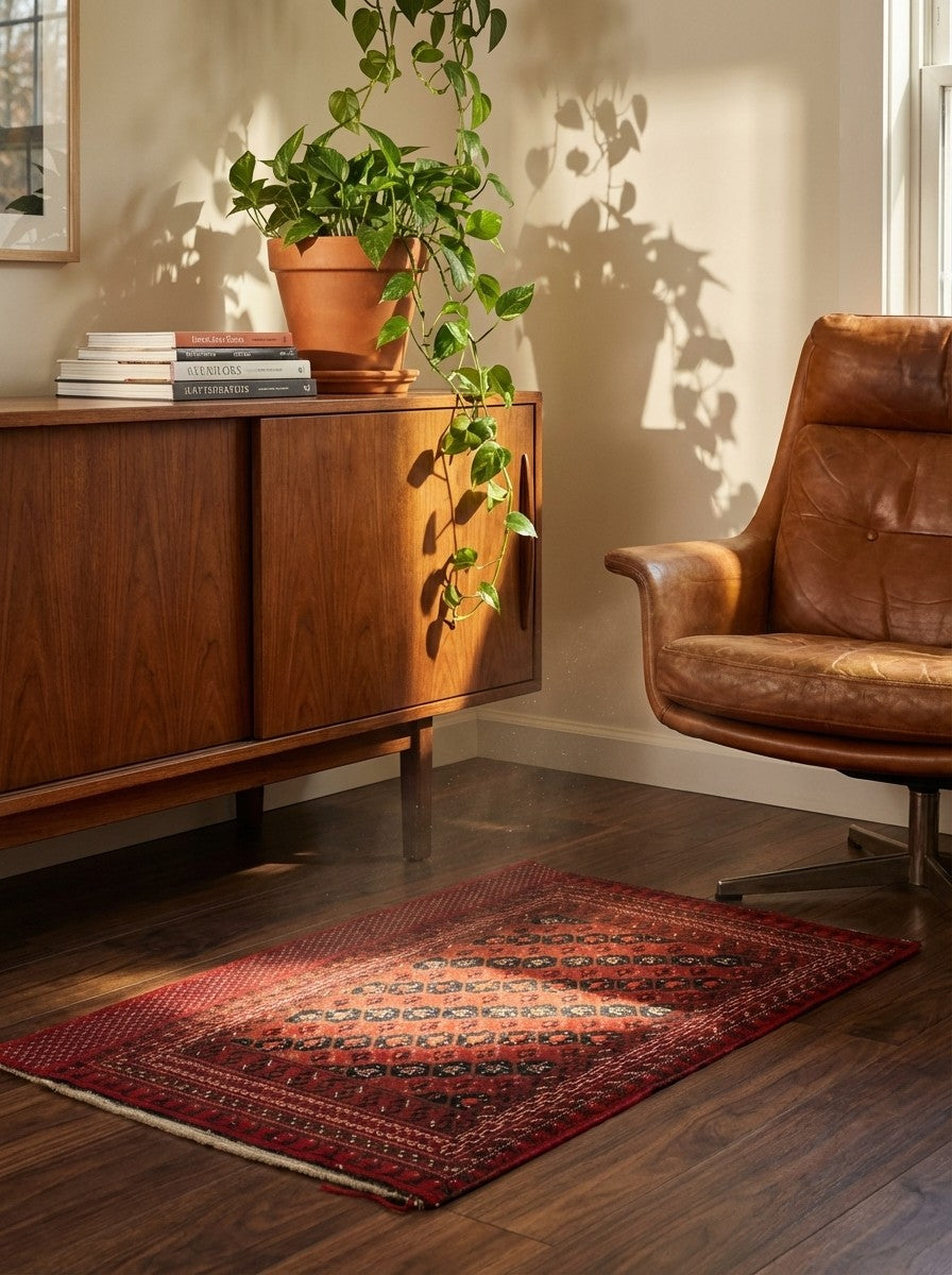 Belutch — Hand-knotted, 124x64 cm, Brown, 100% Virgin Wool | Back view