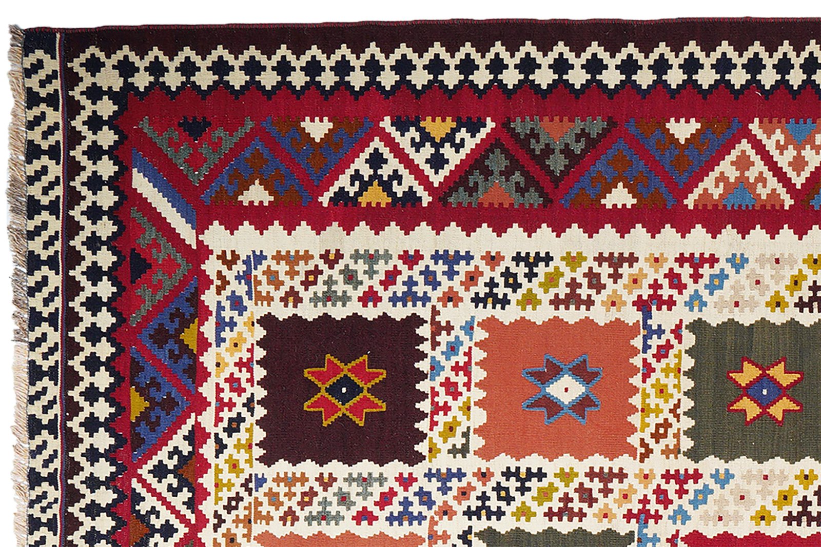 Kelim Gashgai Old — Handmade, 195x288 cm, Beige, 100% Virgin Wool | View 3