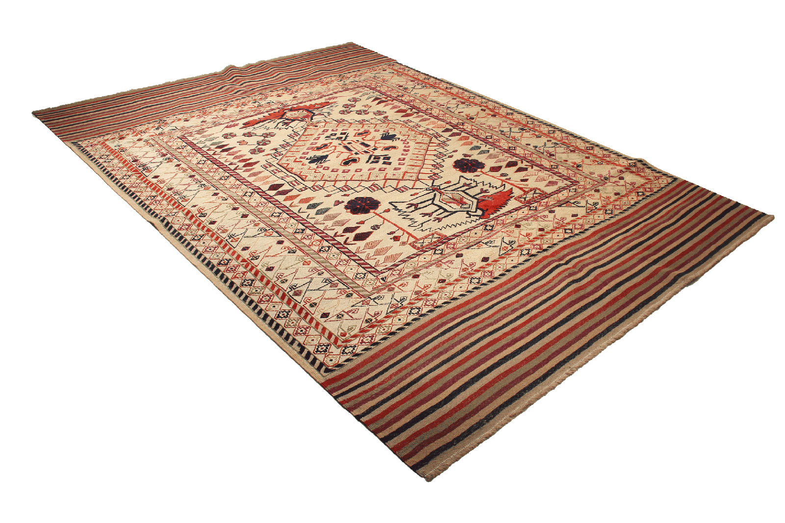 Kelim Belutch — Handmade, 217x282 cm, Beige, 100% Virgin Wool | View 4