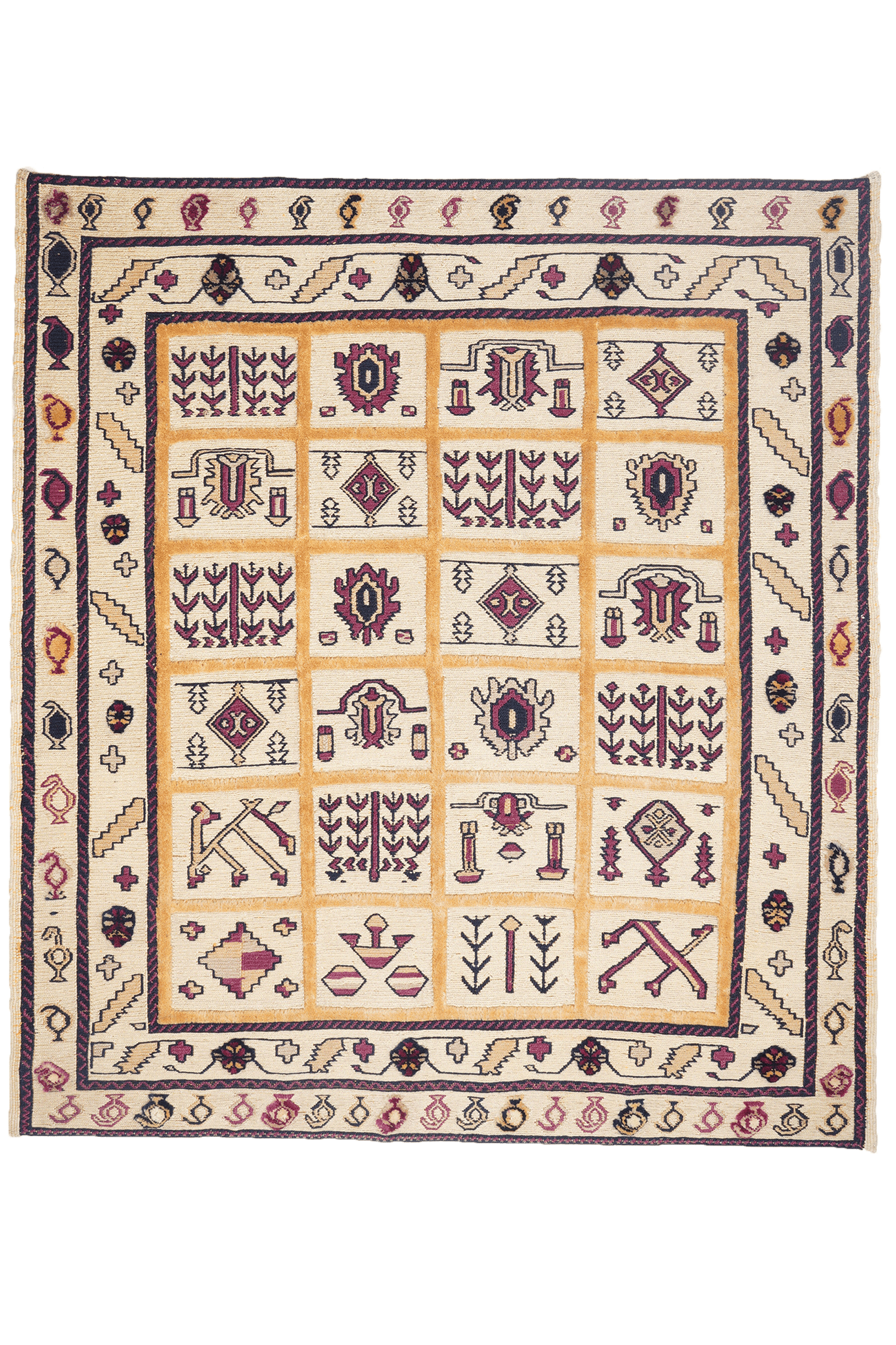Kelim Belutch — Handmade, 146x161 cm, Beige, 100% Virgin Wool | Main view