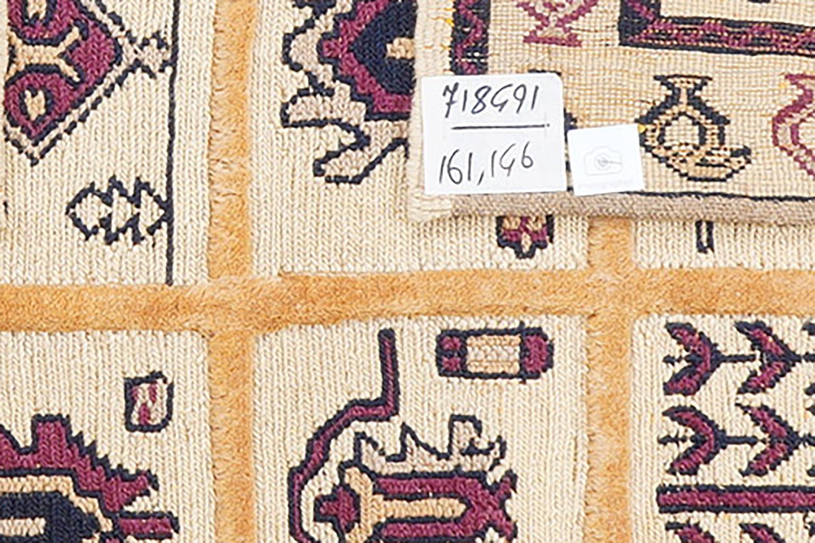 Kelim Belutch — Handmade, 146x161 cm, Beige, 100% Virgin Wool | View 5