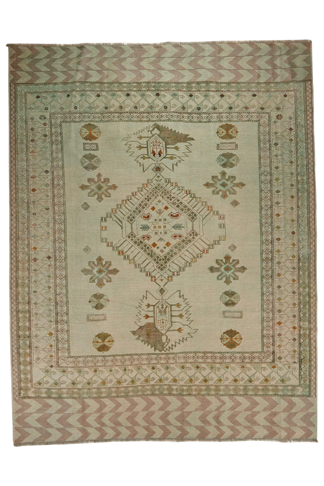 Kelim Belutch — Handmade, 231x299 cm, Green, 100% Virgin Wool | Main view