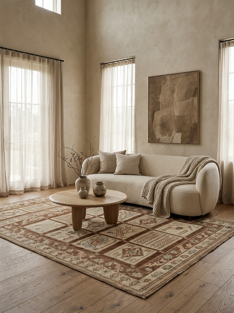 Kelim Belutch — Handmade, 146x181 cm, Beige, 100% Virgin Wool | Detail view