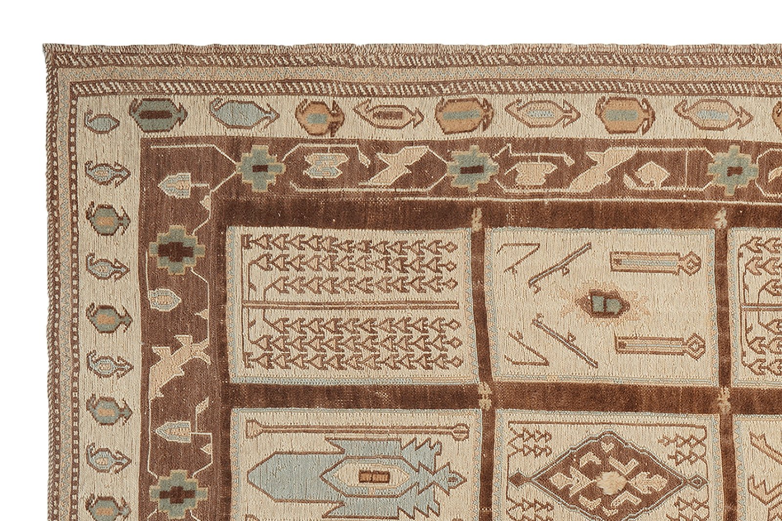 Kelim Belutch — Handmade, 146x181 cm, Beige, 100% Virgin Wool | View 3