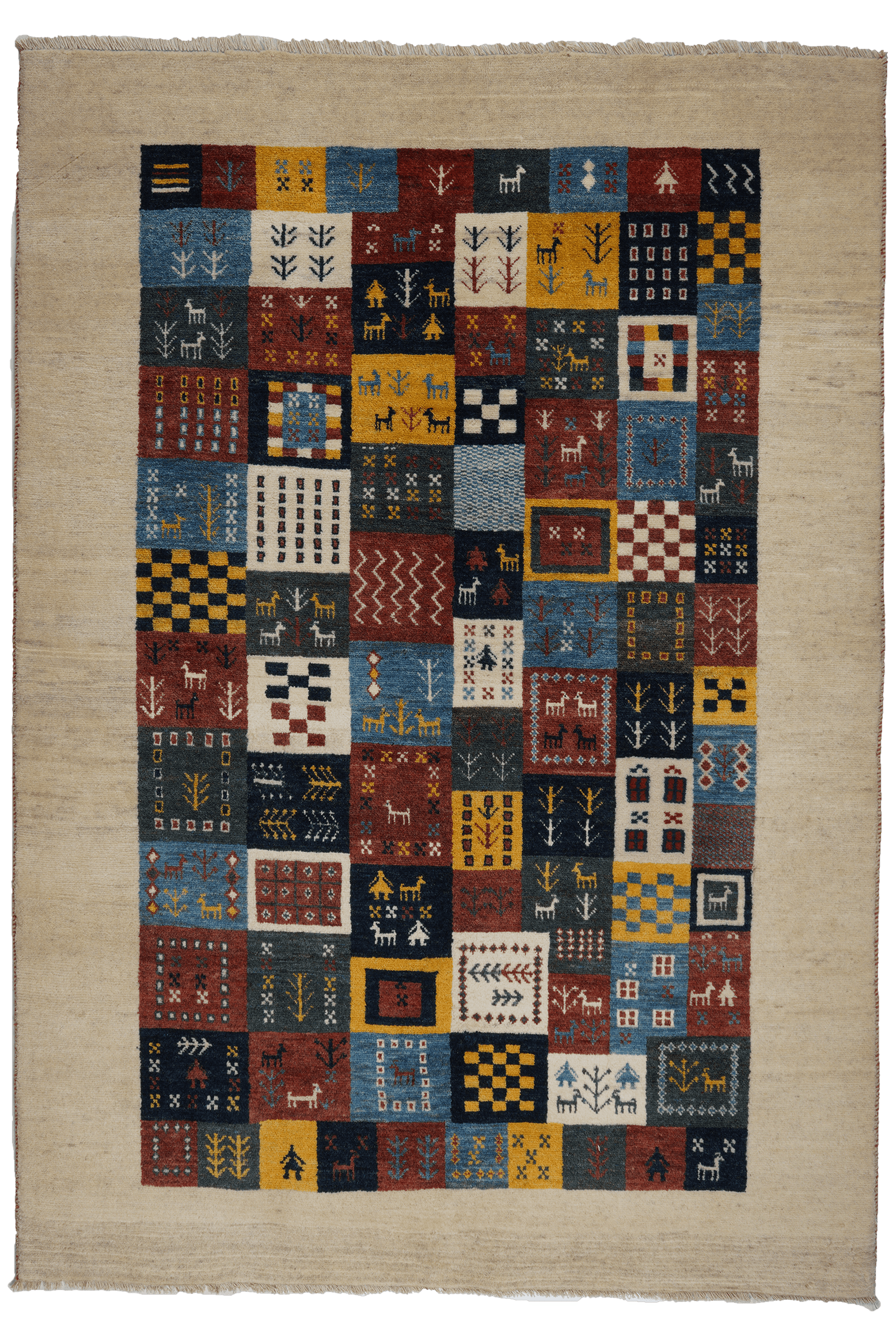 Gabbeh Sonnat — Hand-knotted, 131x186 cm, Multicolor, 100% Virgin Wool | Main view