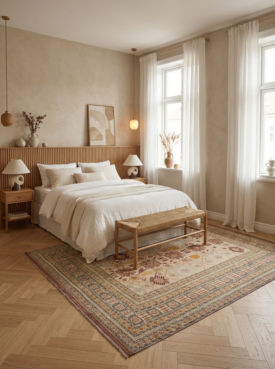 Kelim Belutch — Handmade, 235x278 cm, Beige, 100% Virgin Wool | Detail view