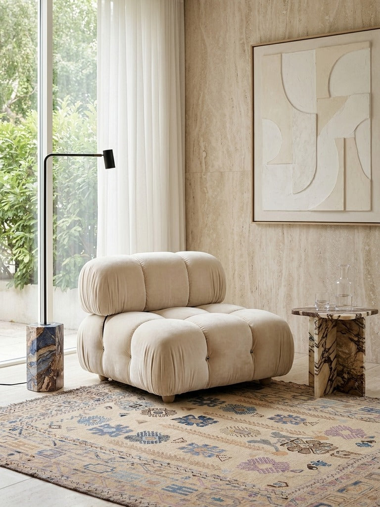 Kelim Belutch — Handmade, 172x184 cm, Beige, 100% Virgin Wool | Detail view