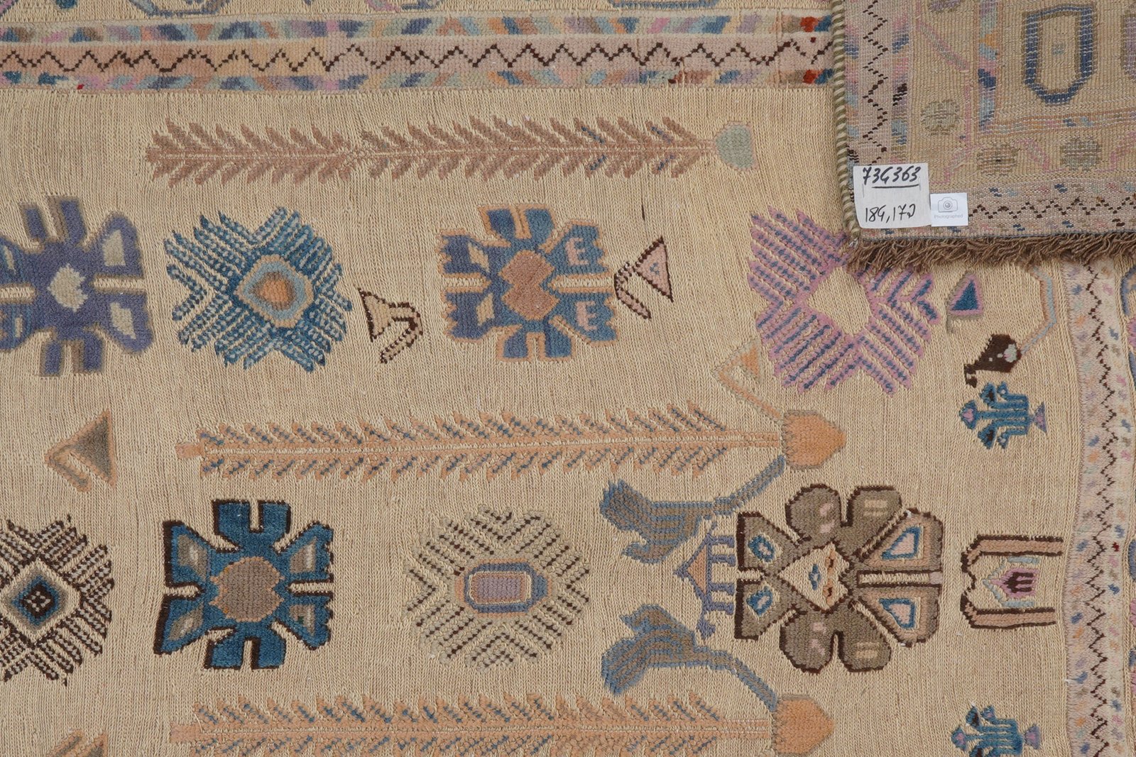 Kelim Belutch — Handmade, 172x184 cm, Beige, 100% Virgin Wool | View 5