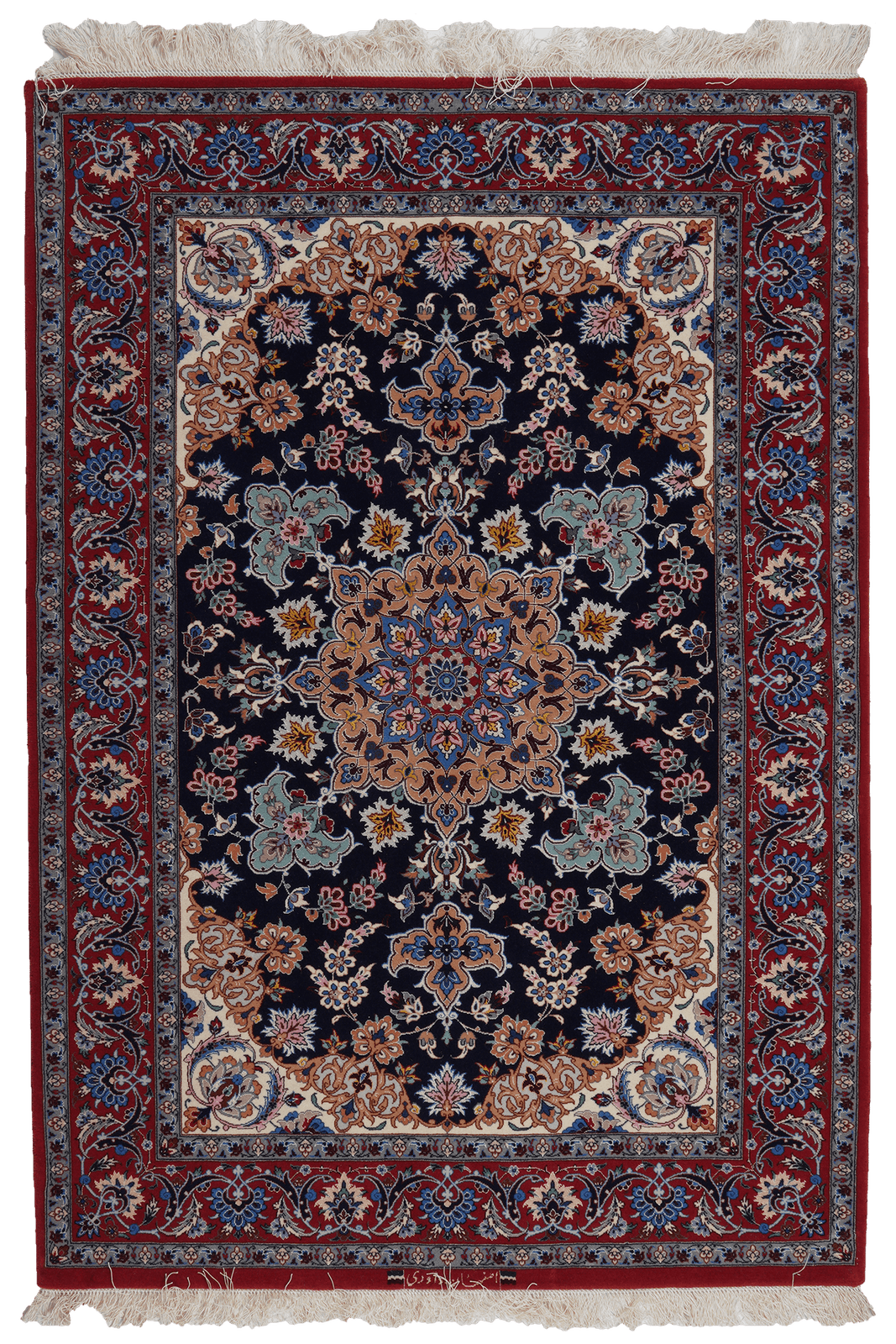 Isfahan — Hand-knotted, 111x161 cm, Blue, 95% Schurwolle, 5% Seide | Main view