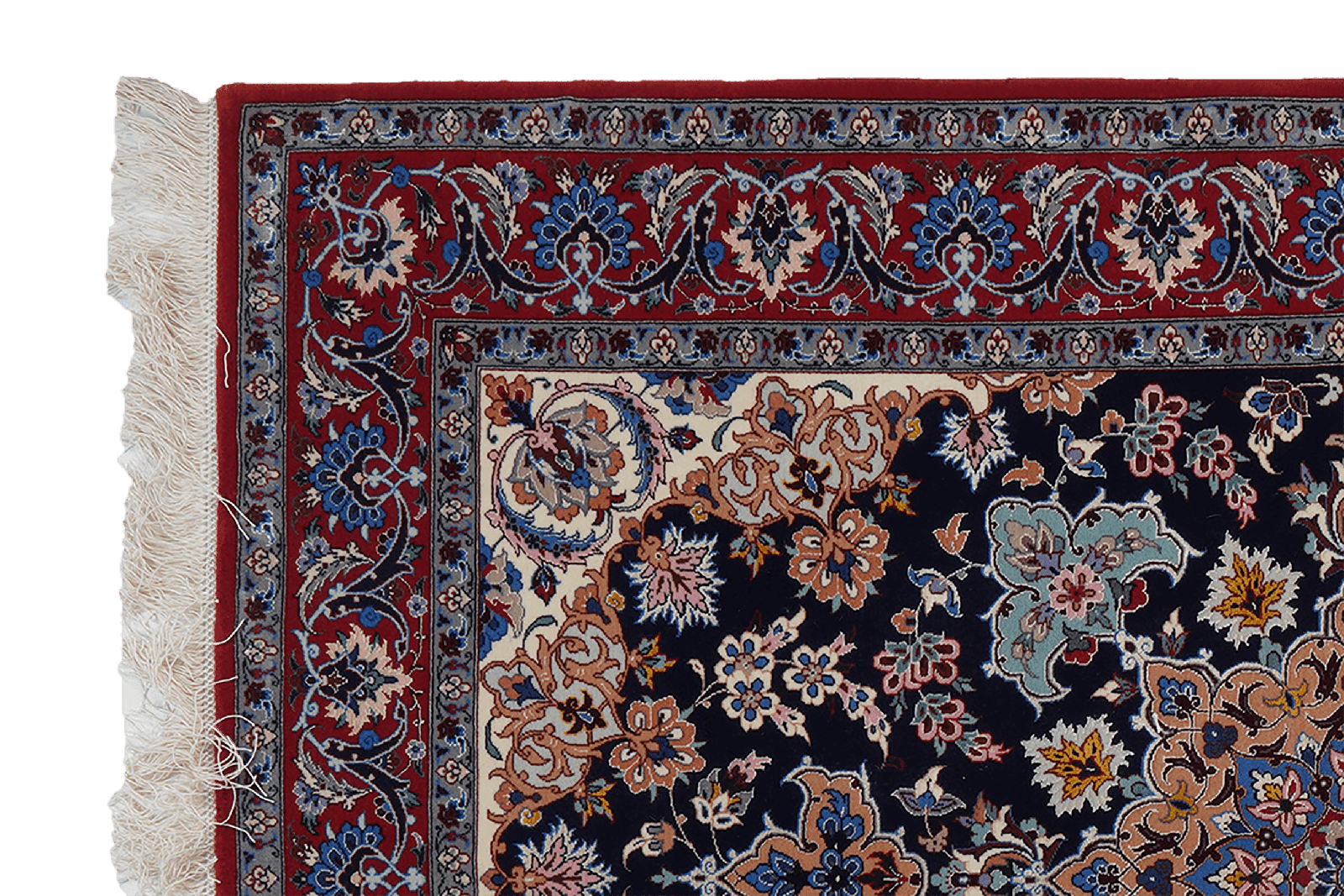 Isfahan — Hand-knotted, 111x161 cm, Blue, 95% Schurwolle, 5% Seide | View 3