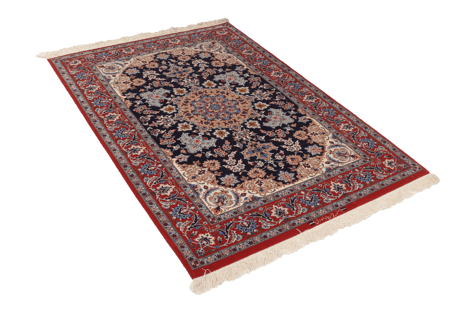 Isfahan — Hand-knotted, 111x161 cm, Blue, 95% Schurwolle, 5% Seide | View 4