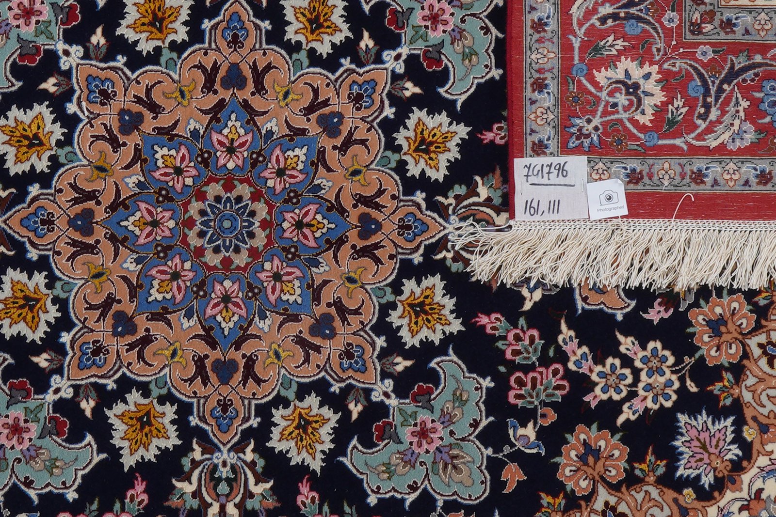 Isfahan — Hand-knotted, 111x161 cm, Blue, 95% Schurwolle, 5% Seide | View 6
