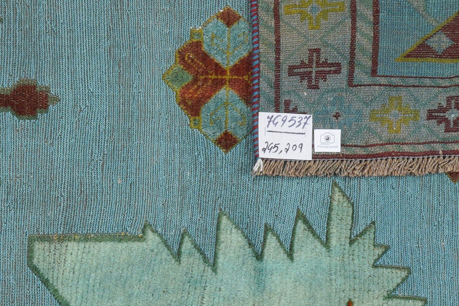 Kelim Belutch — Handmade, 209x245 cm, Blue, 100% Virgin Wool | View 6