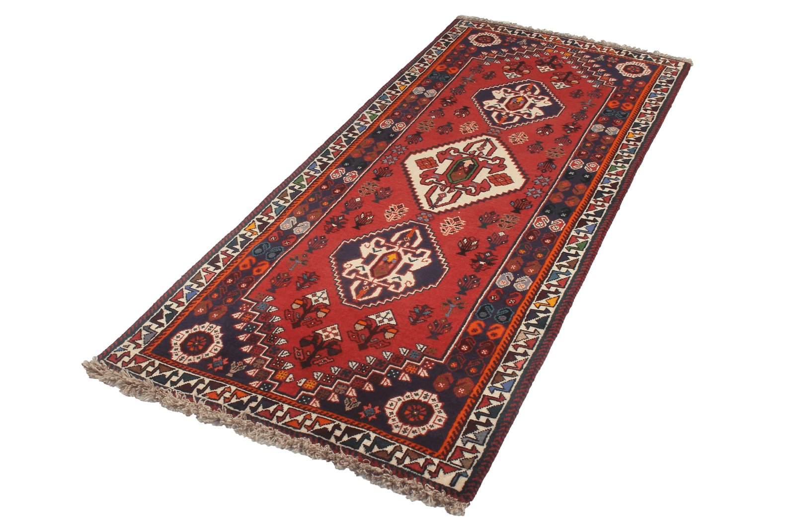 Gashgai — Hand-knotted, 79x198 cm, Red, 100% Virgin Wool | View 4