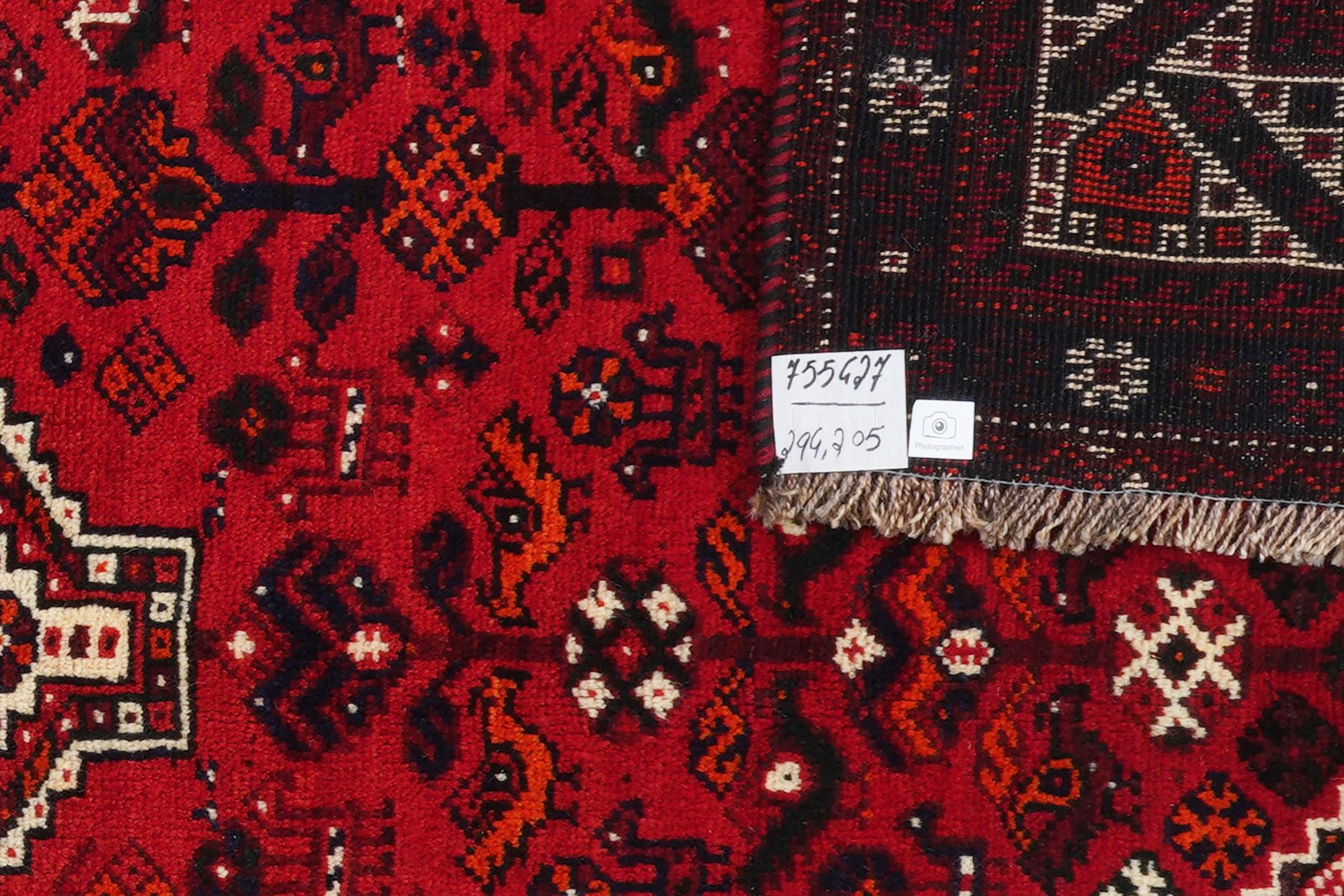 Gashgai — Hand-knotted, 205x294 cm, Red, 100% Virgin Wool | View 6