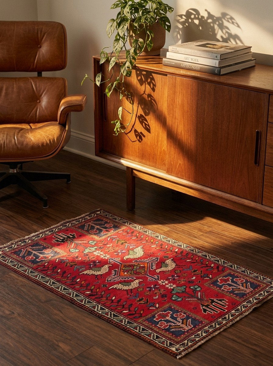 Gashgai — Handgefertigt, 131x81 cm, Beige, 100% Virgin Wool | Back view