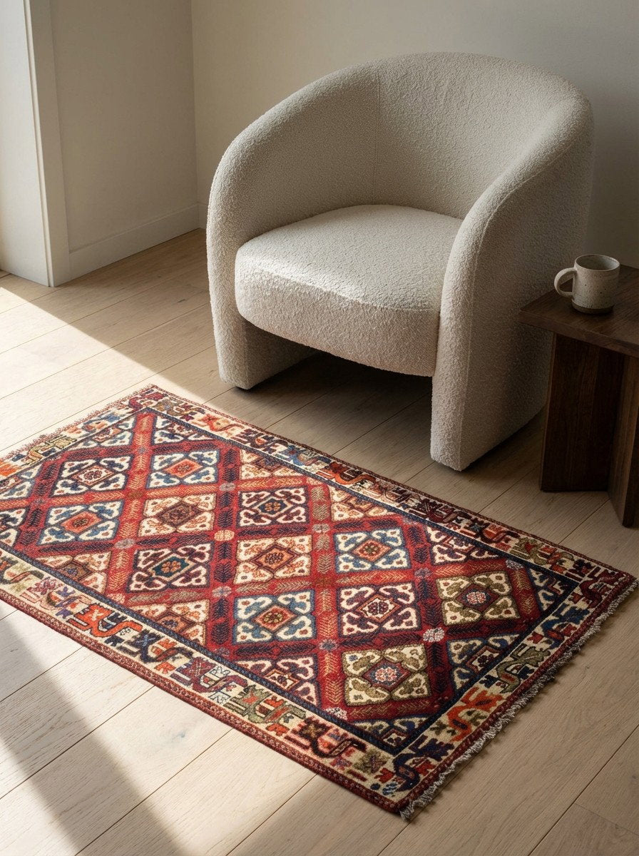 Gashgai — Handgefertigt, 163x95 cm, Beige, 100% Virgin Wool | Detail view