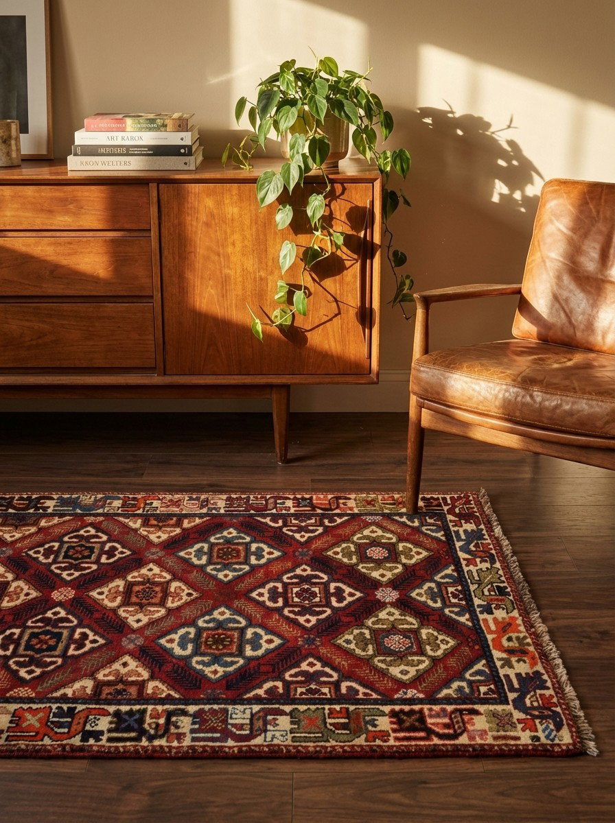 Gashgai — Handgefertigt, 163x95 cm, Beige, 100% Virgin Wool | Back view