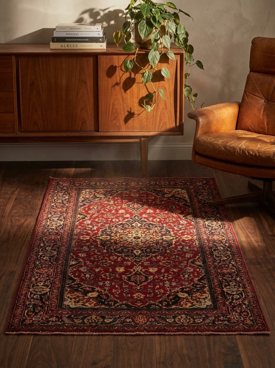 Belutch — Hand-knotted, 102x182 cm, Red, 100% Virgin Wool | Back view