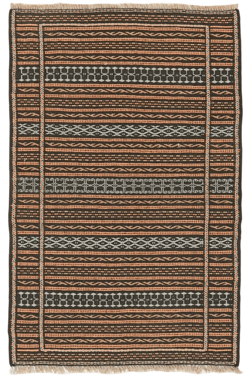 Kelim Kordi — Handmade, 81x125 cm, Black, 100% Virgin Wool | Main view