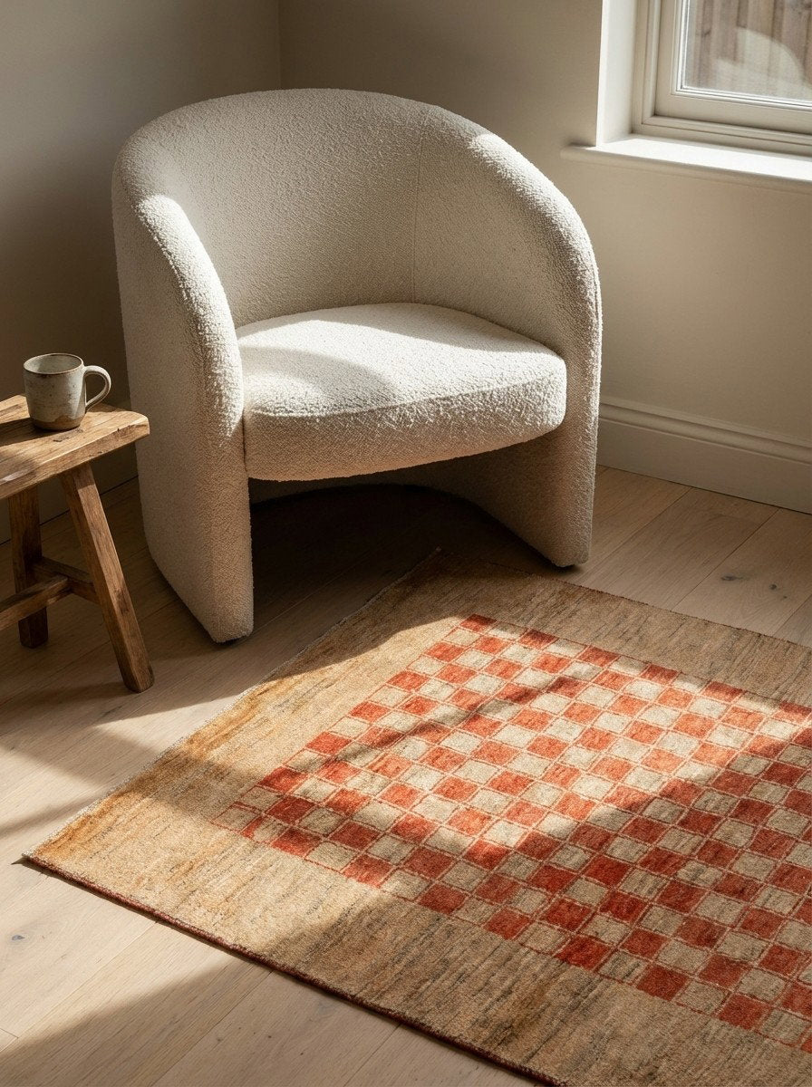 Rizbaf — Handgefertigt, 147x101 cm, Beige, 100% Virgin Wool | Detail view