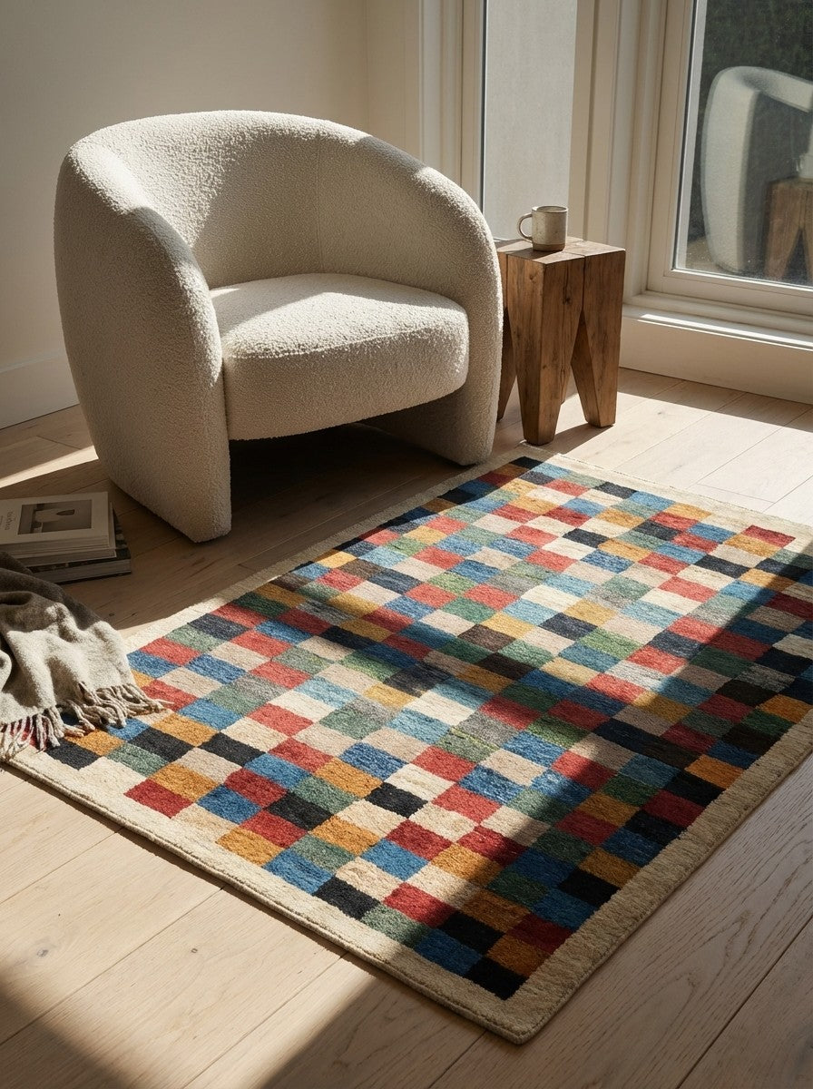 Rizbaf — Hand-knotted, 85x119 cm, Multicolor, 100% Virgin Wool | Detail view