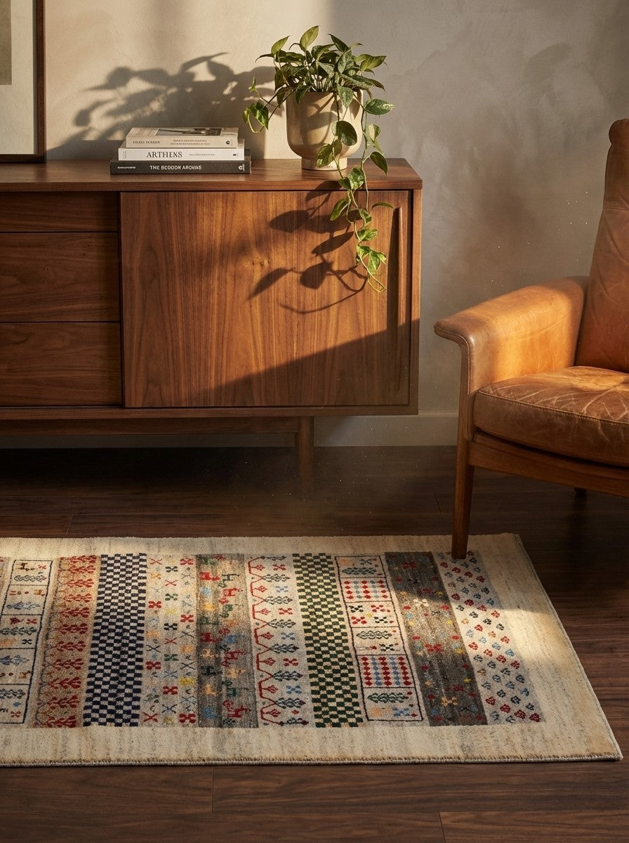 Rizbaf — Hand-knotted, 83x125 cm, Beige, 100% Virgin Wool | Back view