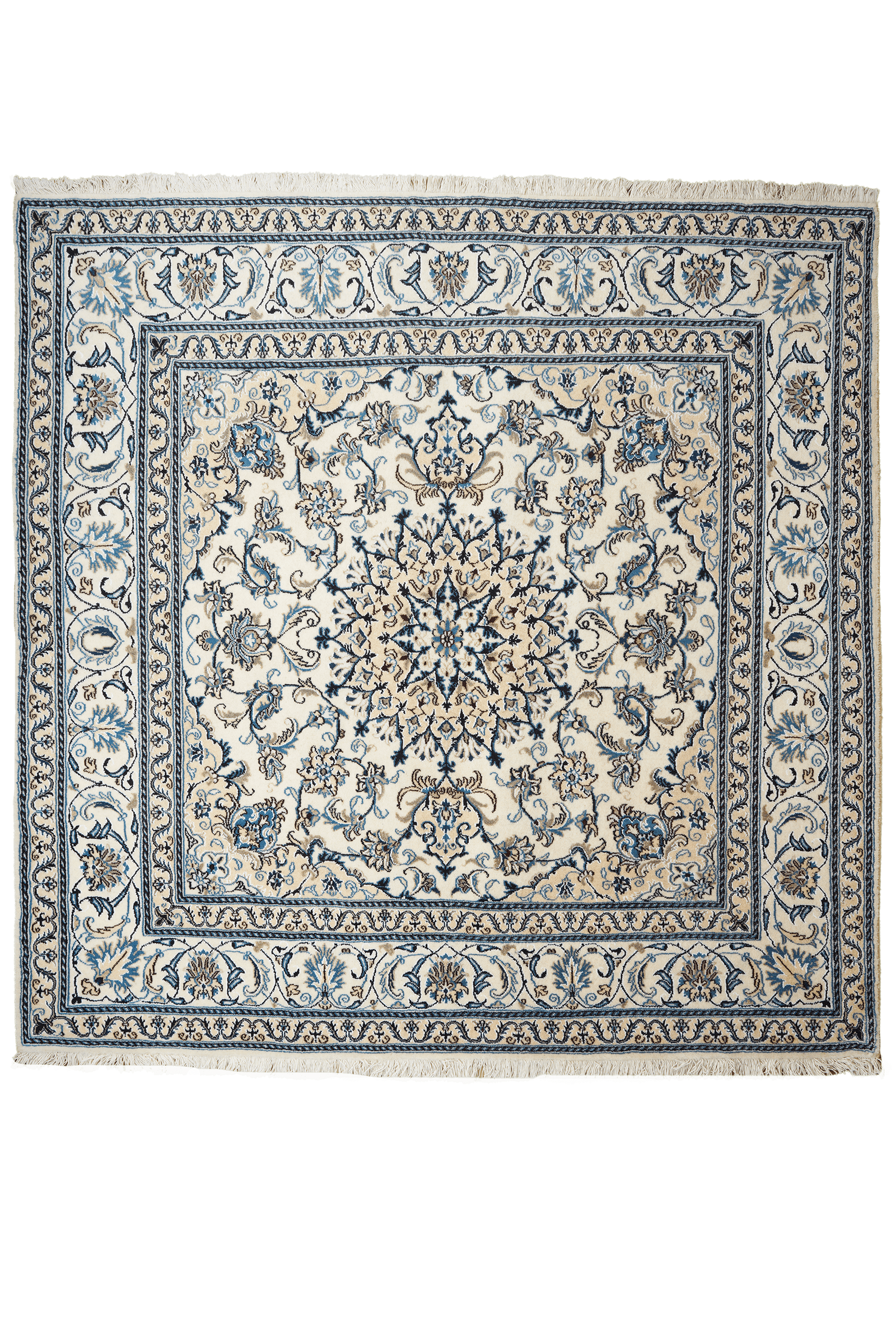 Nain 12La — Handgefertigt, 196x197 cm, Beige,blau, 100% Virgin Wool | Main view