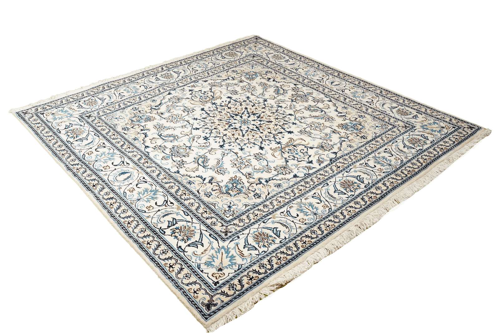 Nain 12La — Handgefertigt, 196x197 cm, Beige,blau, 100% Virgin Wool | View 5