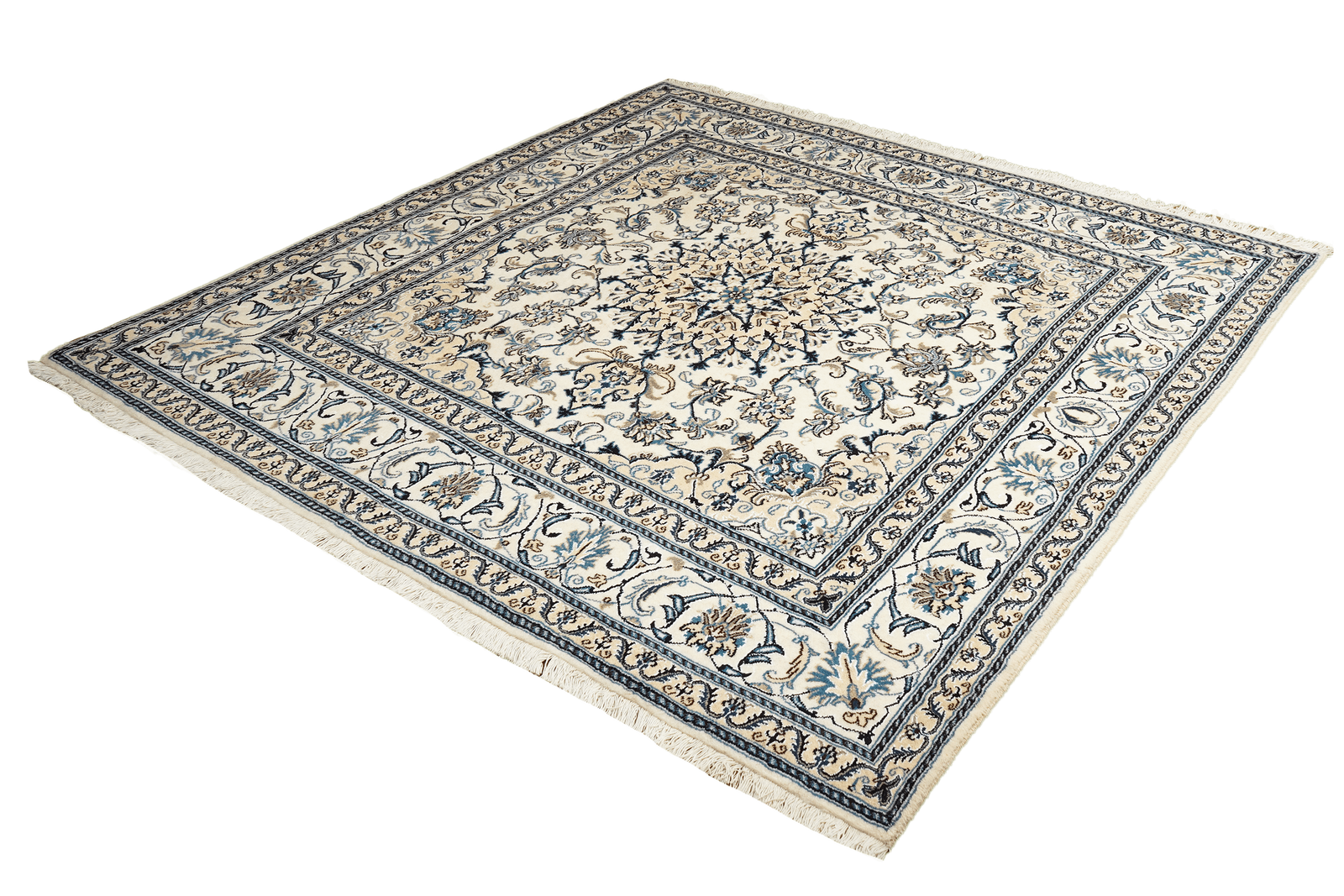 Nain 12La — Handgefertigt, 196x197 cm, Beige,blau, 100% Virgin Wool | View 6