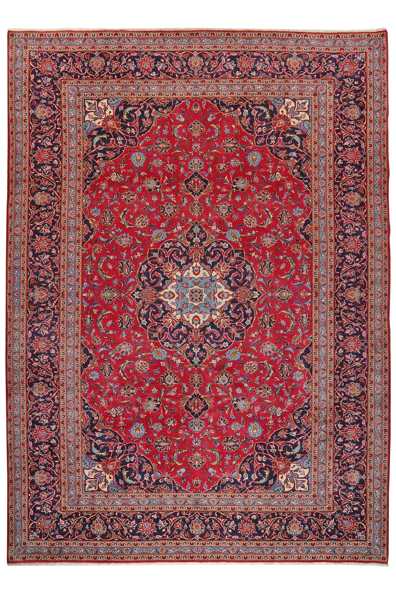 Ardakan — Handgefertigt, 350x250 cm, Blau, 100% Virgin Wool | Main view