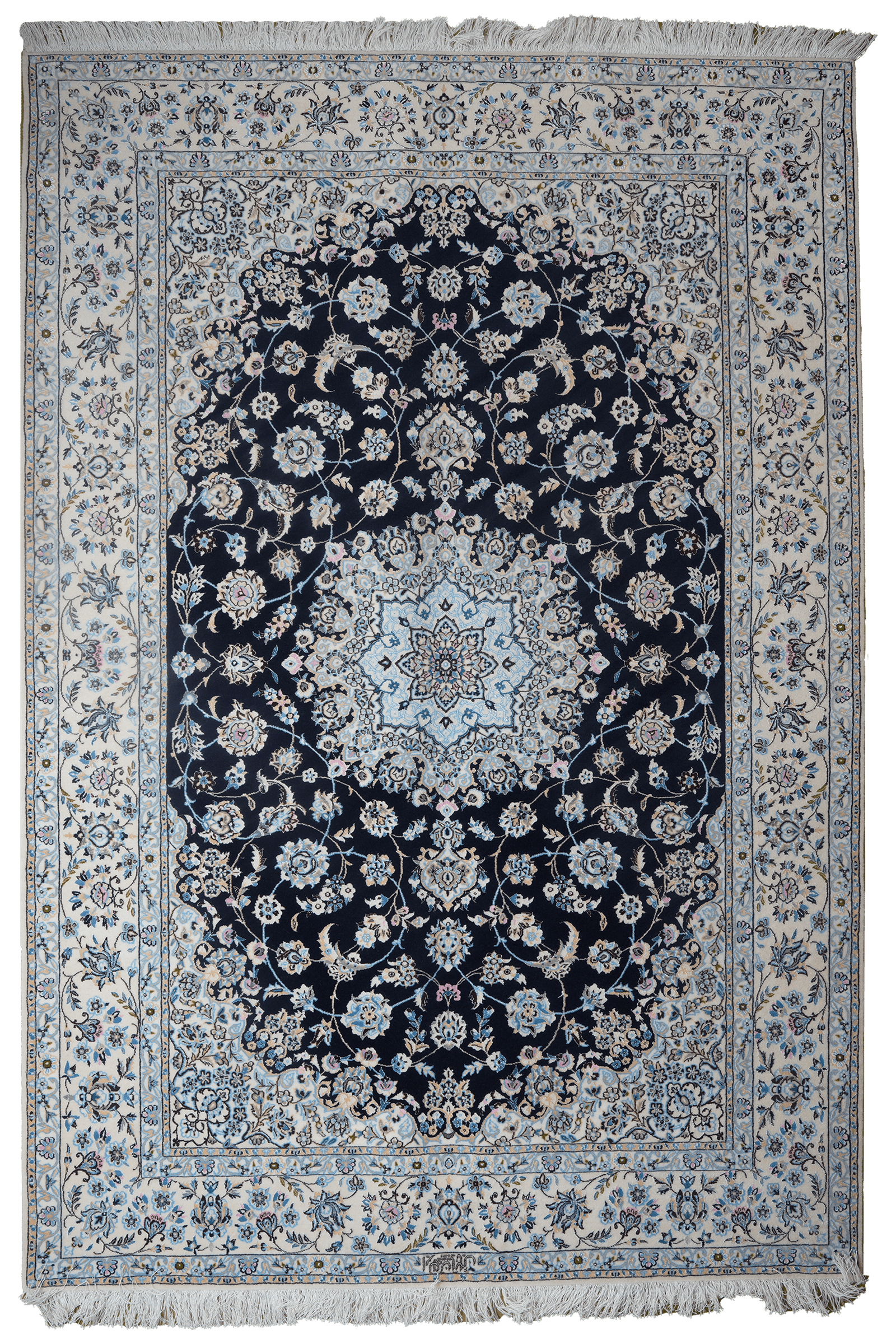 Nain 6La — Hand-knotted, 162x238 cm, Blue, 100% Virgin Wool | Main view