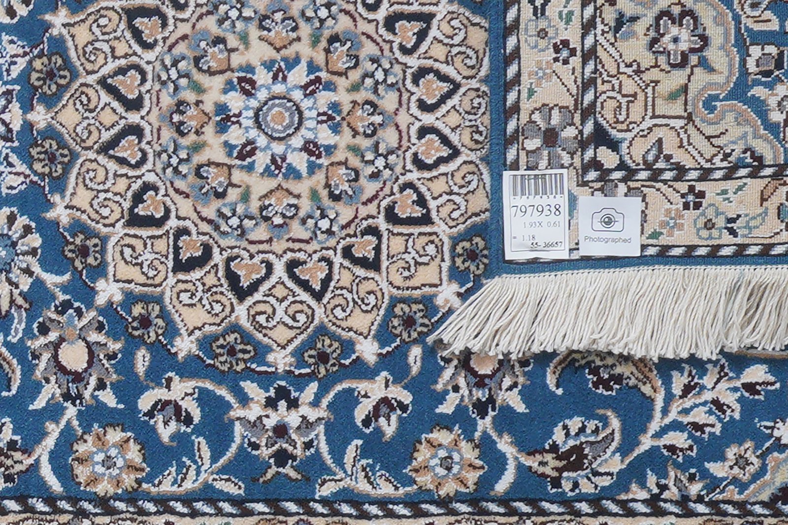 Nain 9La — Hand-knotted, 61x193 cm, Blue, 100% Virgin Wool | View 6