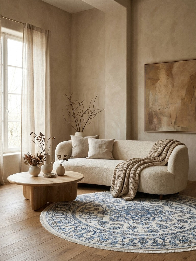 Nain 12La — Hand-knotted, 198x198 cm, Beige, 100% Virgin Wool | Back view