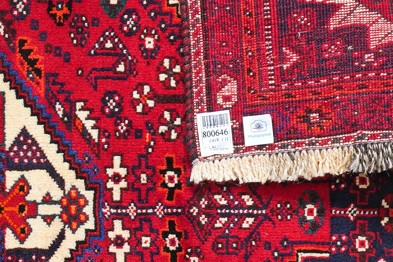 Gashgai — Hand-knotted, 112x161 cm, Red, 100% Virgin Wool | View 6