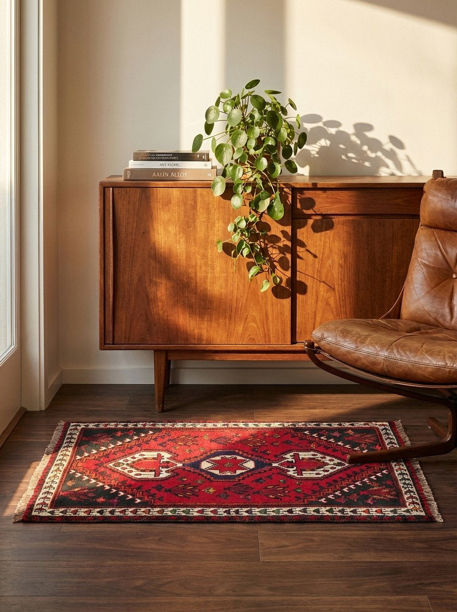 Gashgai — Handgefertigt, 127x88 cm, Beige, 100% Virgin Wool | Back view