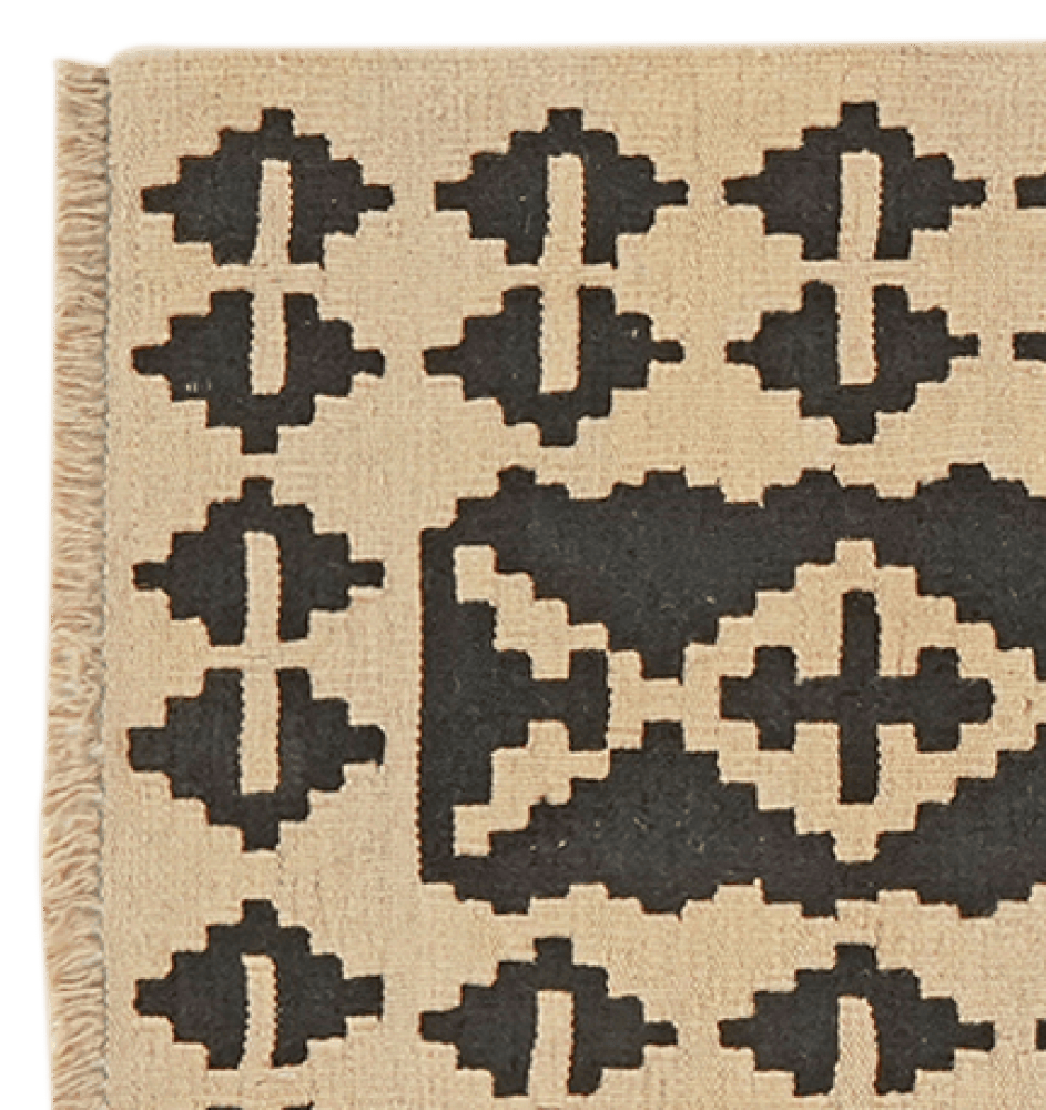Kelim Gashgai — Handmade, 64x198 cm, Black, 100% Virgin Wool | View 3
