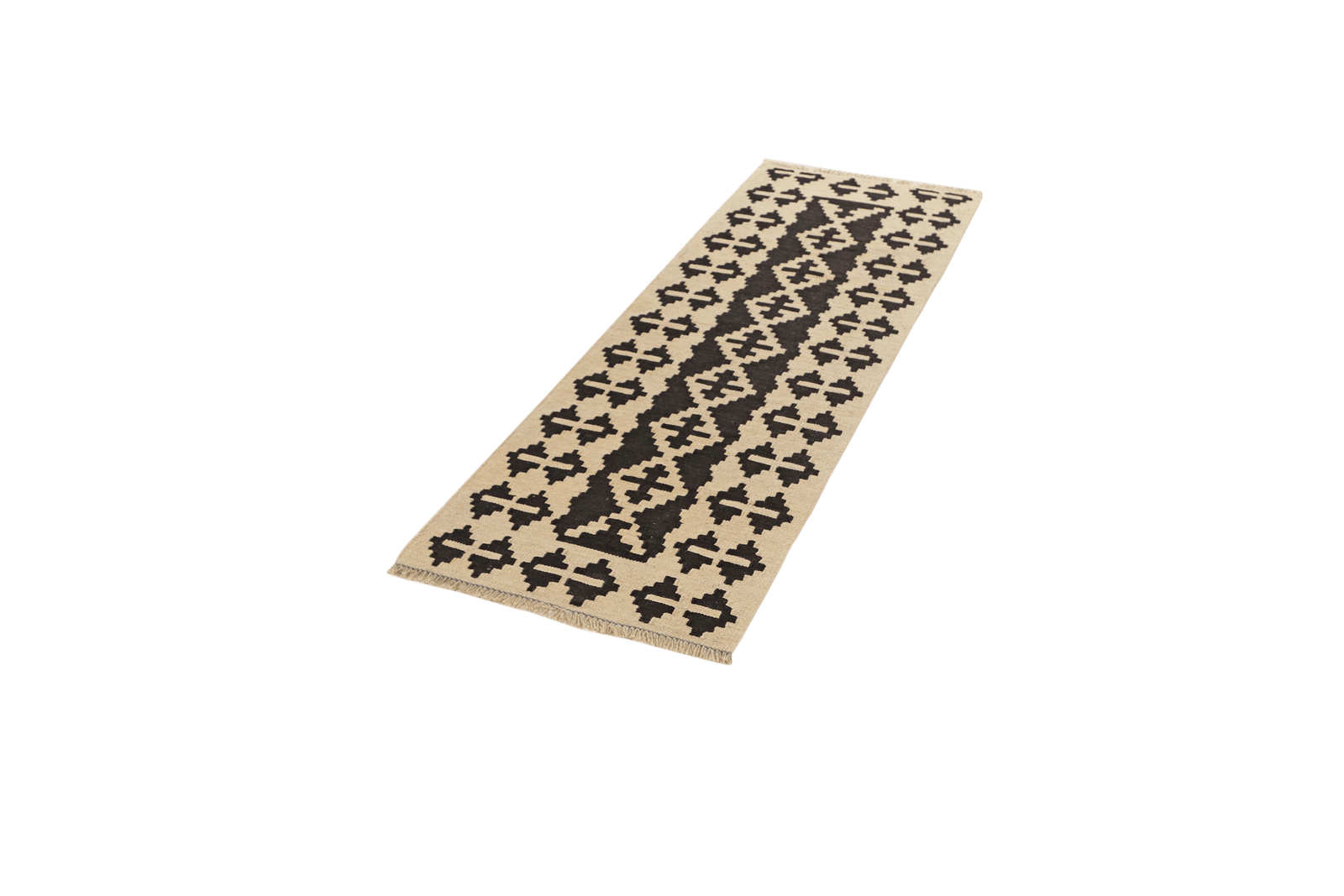 Kelim Gashgai — Handmade, 64x198 cm, Black, 100% Virgin Wool | View 5