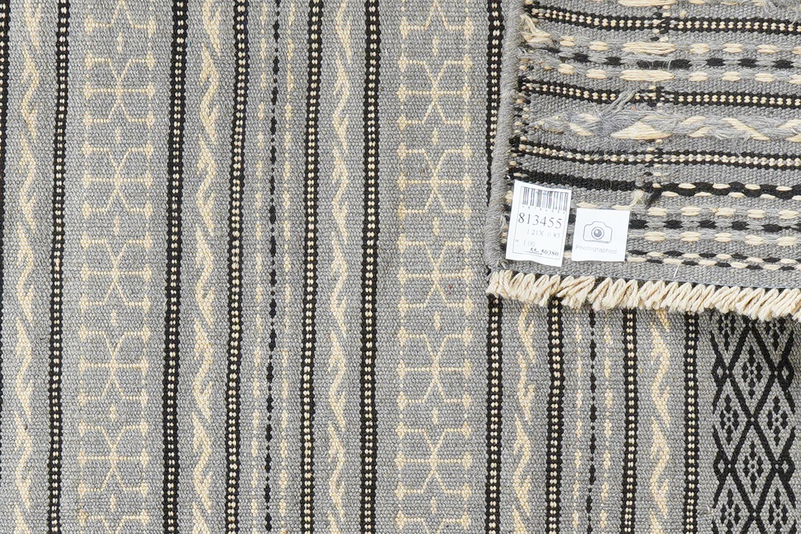 Kelim Kordi — Handmade, 83x121 cm, Grey, 100% Virgin Wool | View 5
