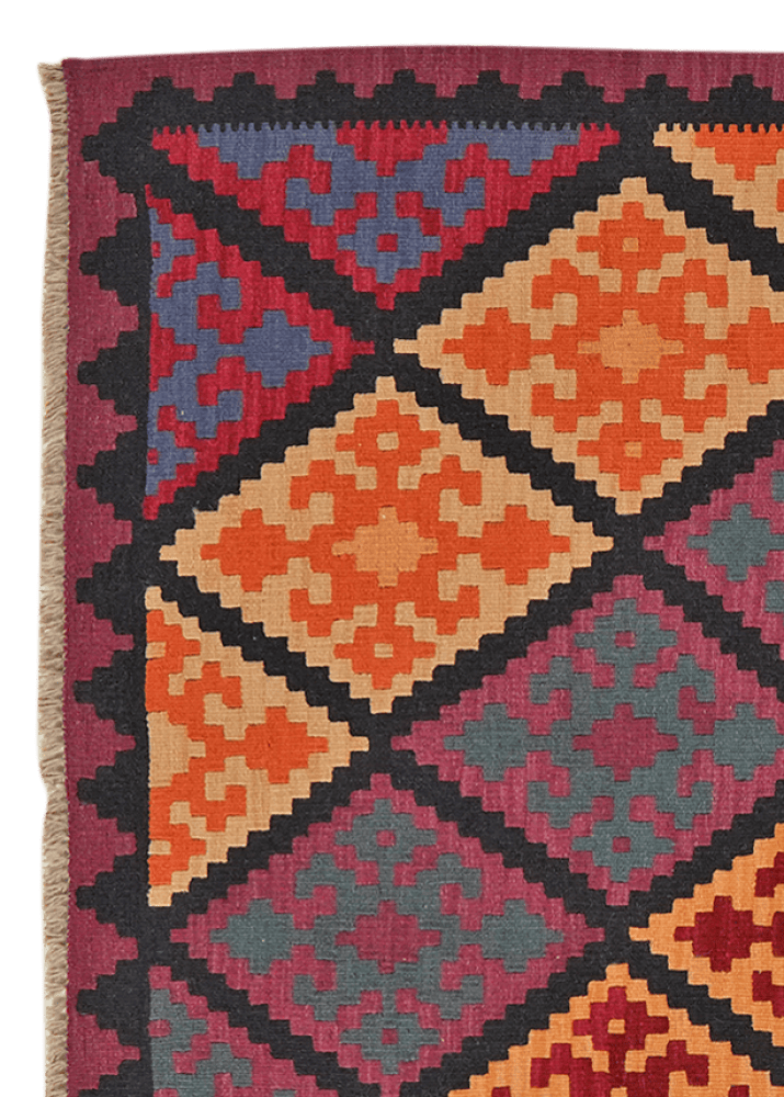 Kelim Gashgai — Handmade, 126x189 cm, Black, 100% Virgin Wool | View 3