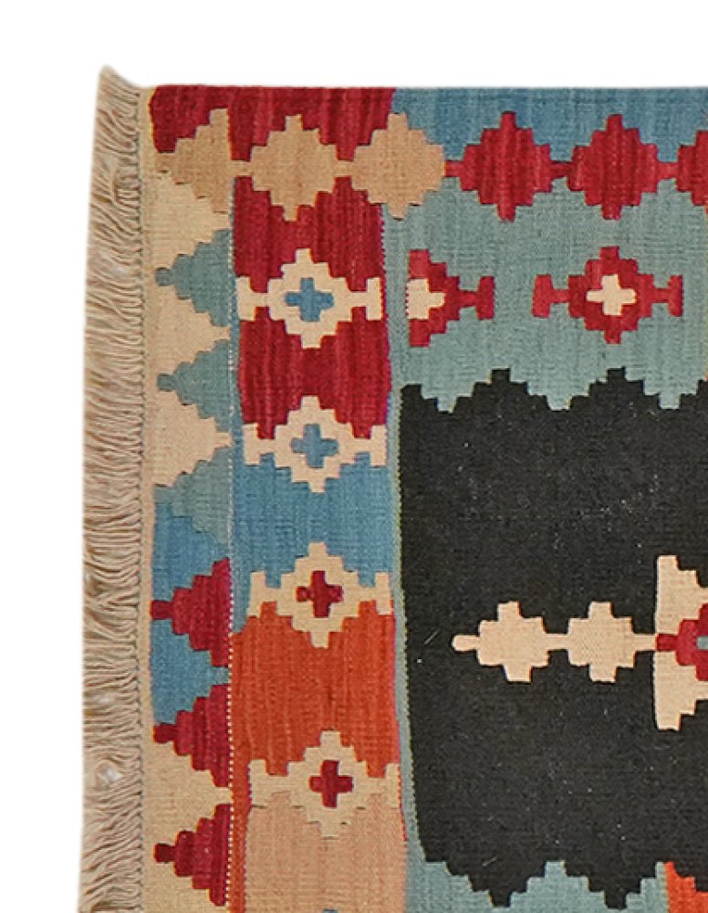 Kelim Gashgai — Handmade, 85x292 cm, Black, 100% Virgin Wool | View 3
