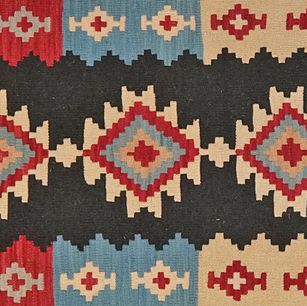 Kelim Gashgai — Handmade, 85x292 cm, Black, 100% Virgin Wool | View 4