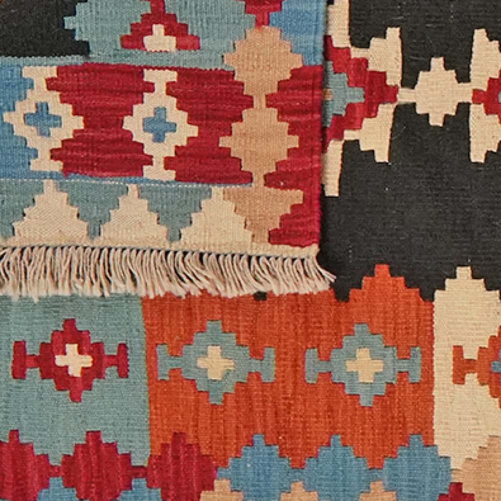 Kelim Gashgai — Handmade, 85x292 cm, Black, 100% Virgin Wool | View 6